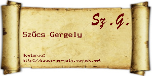 Szűcs Gergely névjegykártya