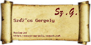 Szűcs Gergely névjegykártya